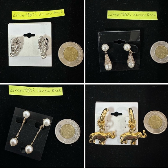 🔴 3 for $23 
Vintage 1960s Screwback (3) and Elephant Clip On Earrings - Picture 1 of 8